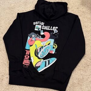 Black Hoodie with Pink Graphic
